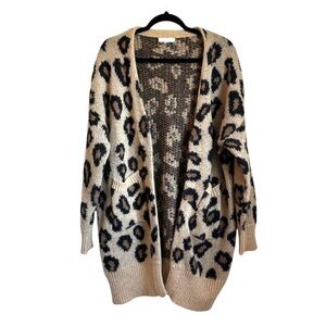 REBORN J Leopard Print Open Front Cardigan – Cozy Animal Print Knit Sweater
